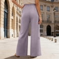 thumbnail image 6 of Dwellite Women's Wide Leg Beach Pants Elastic Waist Lightweight Casual Solid Color Palazzo Lounge Trousers with Pockets Purple XL, 6 of 7