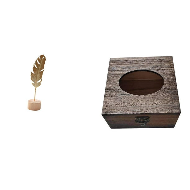 Escultura De Hoja De Metal Abstracta Nórdica, Adorno Para Mesa, Fiesta, Hogar, Con Caja De Pañuelos De Madera, Organizador De Pañuelos Faciales, Bandeja De Almacenamiento, Servilletero Para