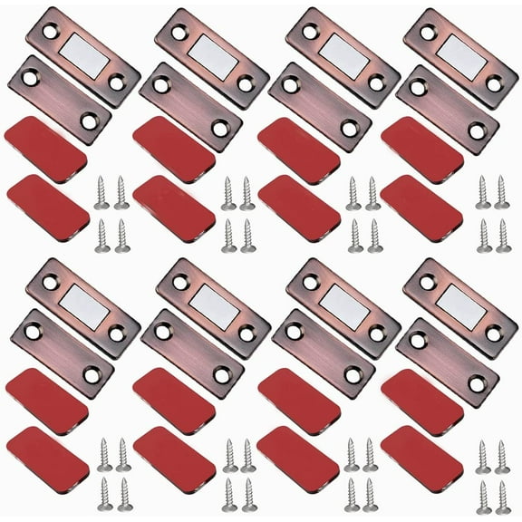 Cabinet Magnetic Door Catch Ultra-Thin Magnetic Catch Closer Cabinet Door Lock Strong Cabinet Magnetic Lock for Kitchen Cabinet Wardrobe Closet Lock Drawer Lock (Vintage Red 8 Pack)