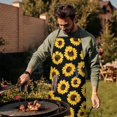 thumbnail image 4 of Black Yellow Sunflower Pattern Apron-Garden Aprons for Women with Pockets-Cotton Linen Waterproof Kitchen Cooking Gardening Aprons Adjustable for Kitchen,Cooking,BBQ and Salon 33x27 Inch, 4 of 7