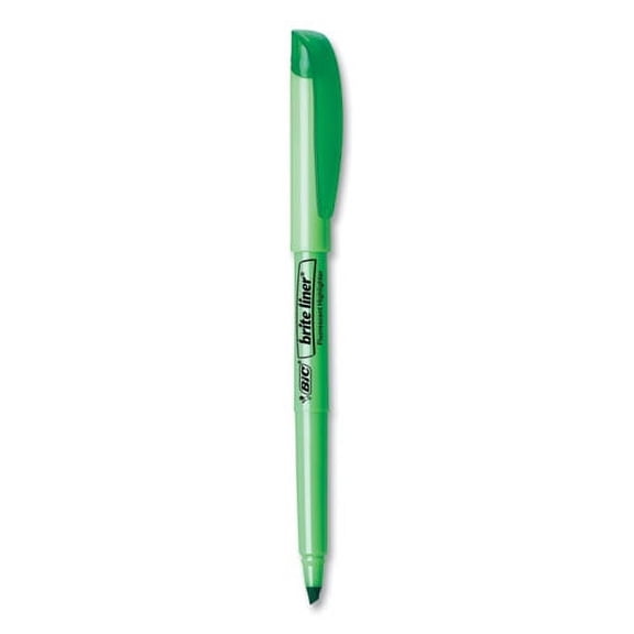 Brite Liner Highlighter, Fluorescent Green Ink, Chisel Tip, Green/black Barrel, Dozen | Bundle of 2 Dozen
