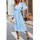thumbnail image 5 of Vestido Midi Azul con Estampado Floral y Manga Larga PRETTYGARDEN de Corte Cruzado y Cuello en V, 5 of 6