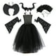 thumbnail image 4 of Disfraz de Halloween, vestido de tutú de Maléfica para niñas, vestido de princesa de malla negra de Reina Malvada, varita de cuervo para niños, trajes de Maléfica, 4 of 5