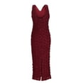 thumbnail image 6 of Kilaqueen Wedding Guest Dress 3D Flowers V Neck Bodycon Sexy Nightclub Party Dress Sexy Nightclub Evening Cocktail Party Formal Midi Dress, 6 of 8