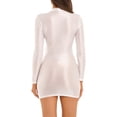 thumbnail image 5 of DPOIS Women's Shiny Oil Sheer Mini Dress Tight Pencil Dress, 5 of 7