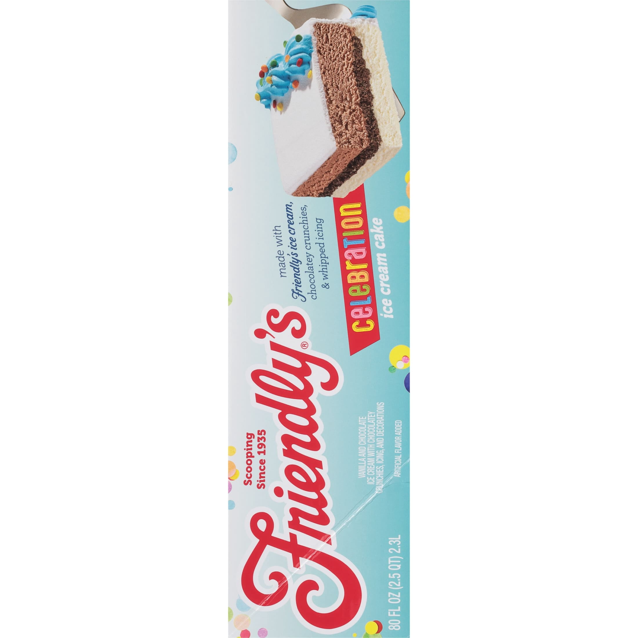 Friendly's Celebration Blue Sheet Vanilla and Chocolate Ice Cream Cake with Confetti - 80 Fl Oz