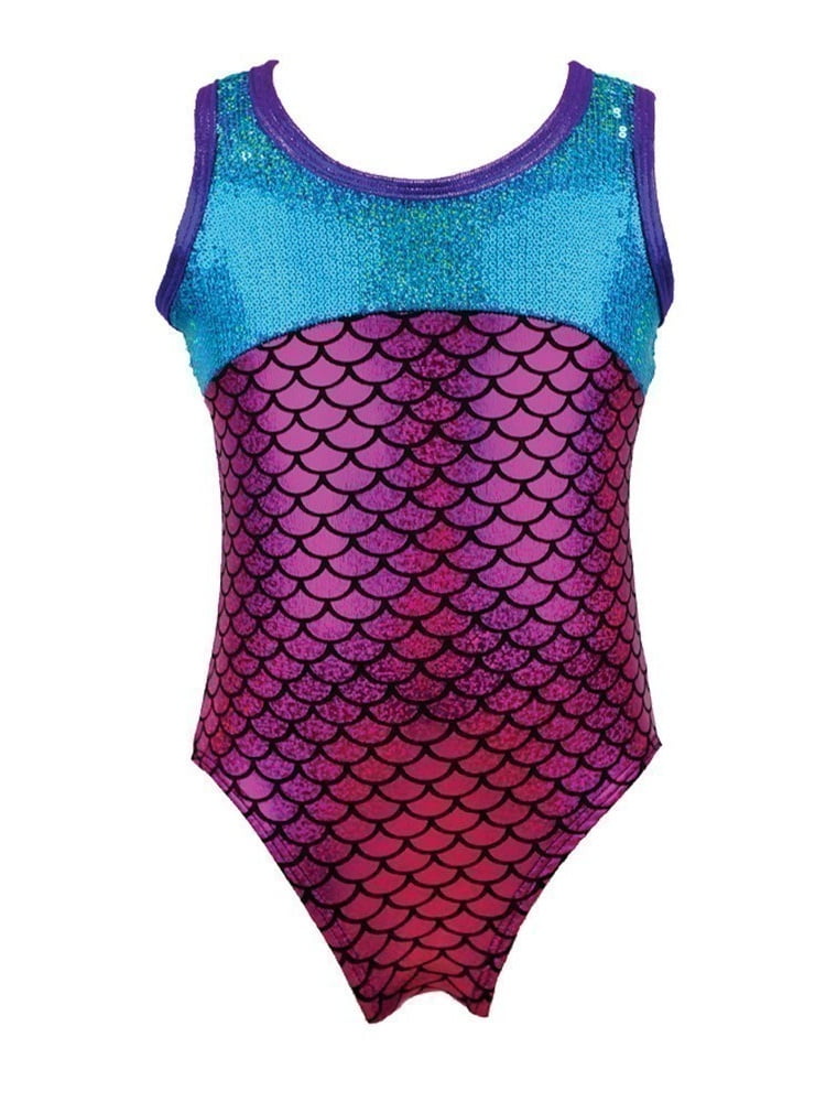 reflectionz Little Girls Purple Hot Pink Mermaid Scale Top 2 Pc Shorts Set 4-6