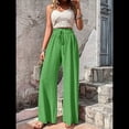 thumbnail image 4 of Pantalones de Salón de Pierna para Mujer, Cintura Alta, Ajustables, con Nudo de Lazo, Holgados. Verde M, 4 of 10