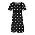 thumbnail image 4 of SMihono Robe d'Été Grande Taille pour Femmes 2023 Mode Décontractée Col Rond Couleur Unie Imprimée Manches Courtes, 4 of 5