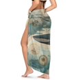 thumbnail image 2 of Uourmeti Sheer Long Bikini Wraps for Women Lightwieght Chiffon Scarf Blouse with Black Shark Tie Front Bathing Suit Cover up, 2 of 7