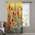 thumbnail image 4 of Vintage Sunflowers Botanical Sheer Curtains 54 Inches Long, Colorful Floral Daisy Light Filering Curtains, Breathable Simi Curtain Privacy Drapes for Kitchen Bathroom Small Window Treatment, 4 of 9