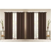 4-Panels: Room Darkening Thermal Insulated Blackout Grommet Window Curtain Panels for Living Room (Brown)
