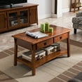 thumbnail image 3 of Leick Home 10055-RS Mission Coffee Table for Living Room, Two Drawers and Shelf, Made with Solid Wood, Russet Finish, 3 of 18