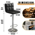 thumbnail image 7 of Vineego Modern Square PU Leather Swivel Adjustable Bar Stool, Set of 2, Bar Stool for Kitchen Counter (Black), 7 of 7
