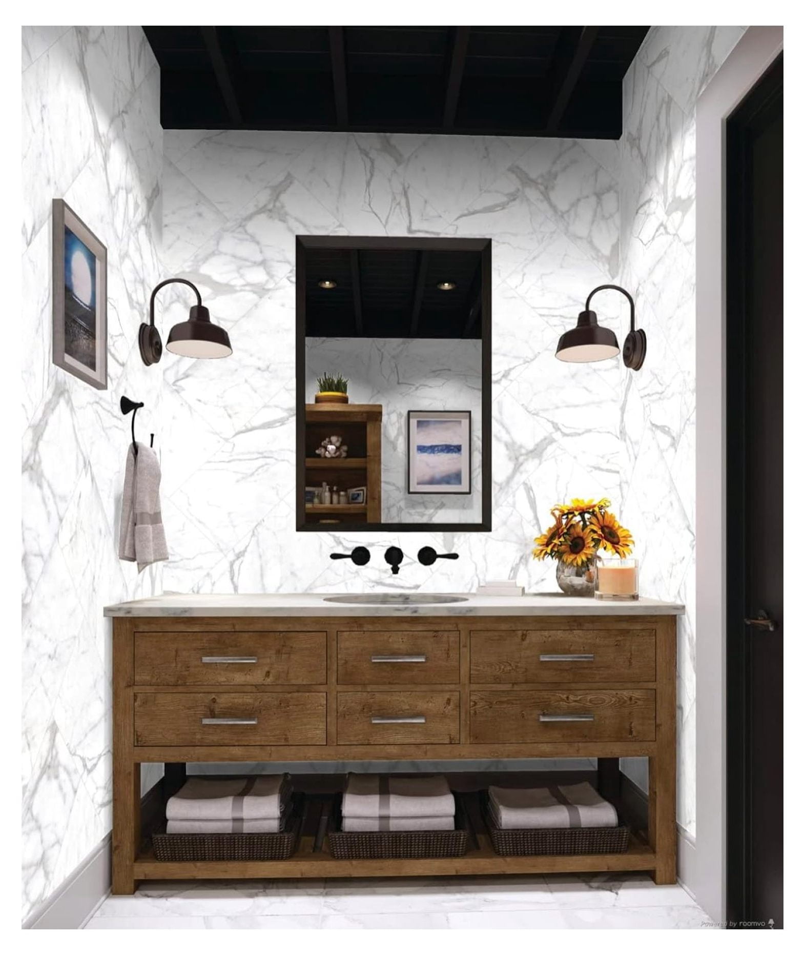 12x12 Calacatta Empire Ceramic Tile for Walls Floors Made in USA (4 Pieces. 4SF Coverage)