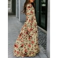 thumbnail image 3 of Dearlove Cocktail Dress for Women Floral Print V Neck Maxi Maternity Dress Long Sleeve Bridesmaid Evening Gown Apricot L, 3 of 7