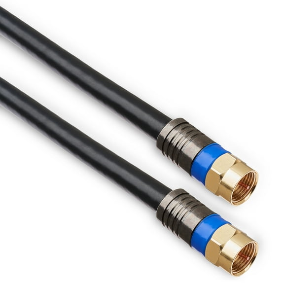onn 6' Quad Shield Coax Cable, Black