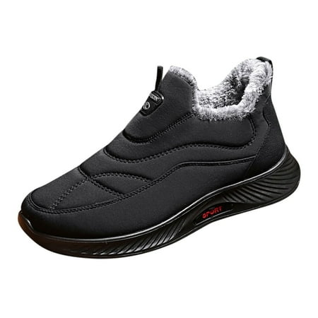 

KaLI_store Mens Winter Boots Fashion Men Snow Boots Nonslip Waterproof Warm Winter Shoes Black 11