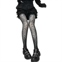 Osdhezcn Gothic Punk Women Black Mesh Fishnet Pantyhose Spider Web Patterned Tights Stockings Lingerie Halloween Fancy Dress Costume Accessory