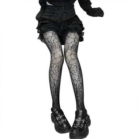 POPLIS Gothic Women Black Mesh Fishnet Pantyhose Web Patterned Tights Stockings Lingerie Costume Accessories