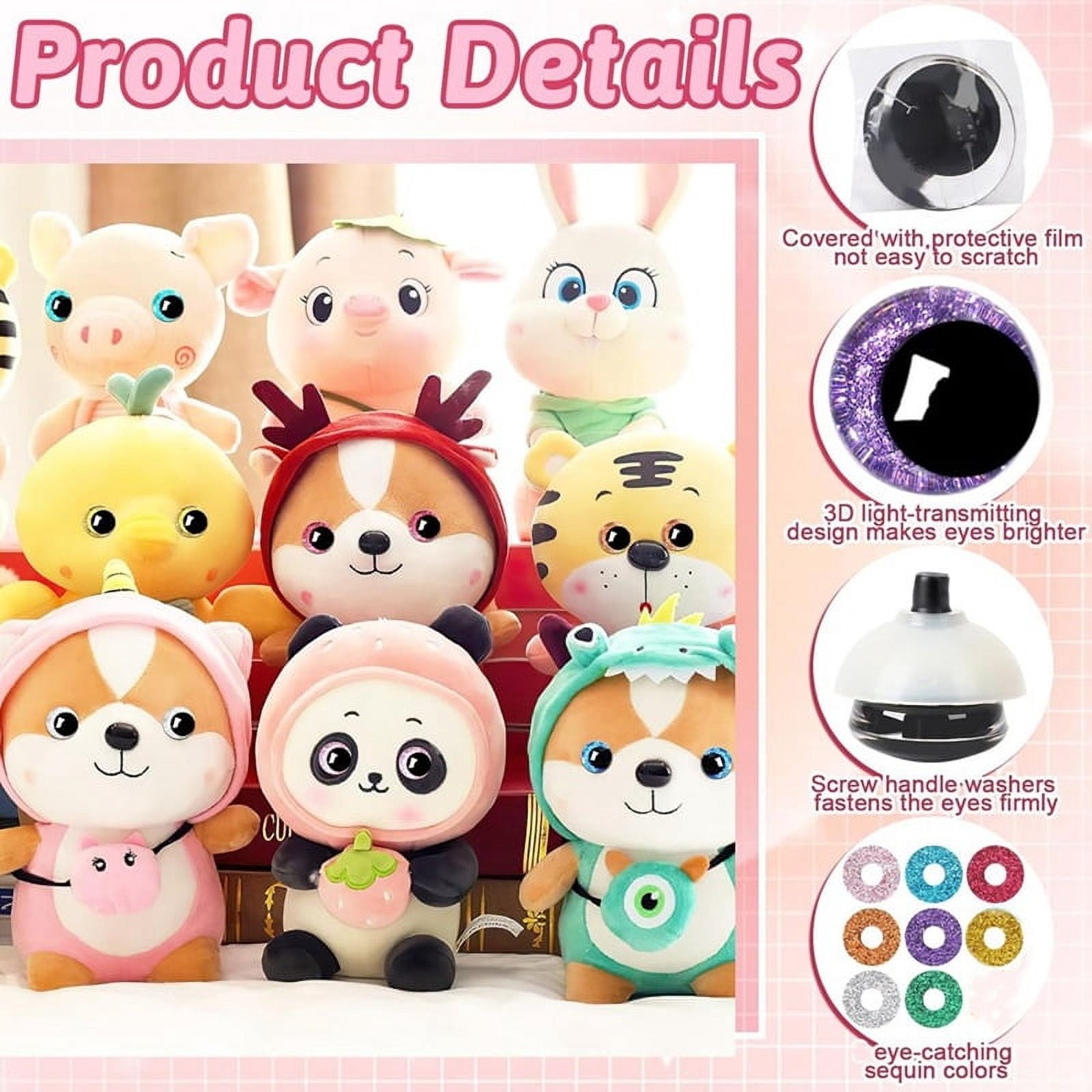 80pcs 25mm 3D Glitter Plastic Safe Eyes with Washers for Stuffed Animal Moon Eyes Craft ma952