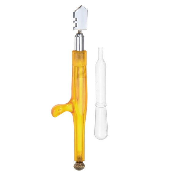 Glass Cutter 8mm-15mm Cutting Range Pencil Style Oil Feed Carbide Tip with Oil Dropper for Stained Glass Cutting