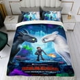 thumbnail image 4 of Cómo Entrenar a Tu Dragón Conjunto de sábanas temático, trío de piezas, cómodo y amigable con la piel, diseño único, regalo de decoración para el hogar para familiares, amigos y fans,140X210cm, 4 of 6