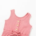 thumbnail image 5 of Mercatoo Toddler Baby Girl Summer Outfit Sleeveless Ribbed Romper Solid Bow Jumpsuit Shorts Cotton Kids Girls Clothes, 5 of 6
