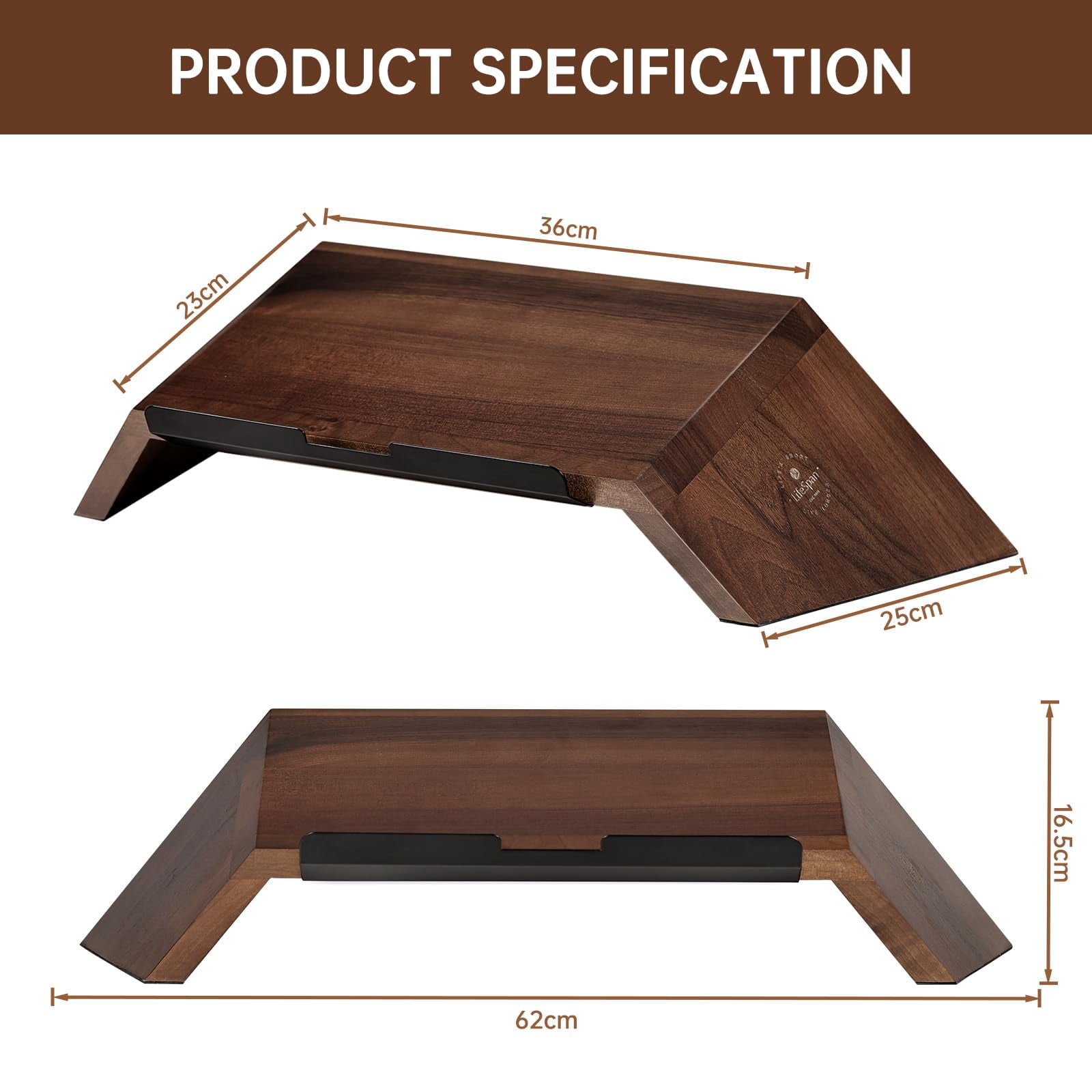 LifeSpan Fitness Ergonomic Wooden Laptop Stand, Desk Riser for 10-17.5" Laptops