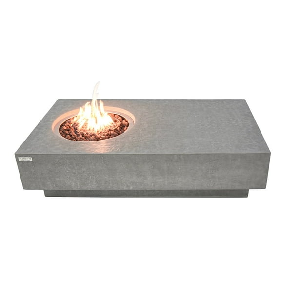 Elementi Metropolis Propane Fire Pit for Outside Outdoor Fire Pit Table Smokeless Fire Pit Concrete Rectangular Fire Table Patio Heater Fireplace 45000 BTUs - Grey, 56 x 32 Inches