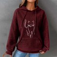 thumbnail image 2 of ManxiVoo Women Trendy Oversized Knit Hoodies with Cute Cat Graphic Long Sleeve Drawstring Sweatshirts for Casual Fashion Comfort S Size Wine, 2 of 5