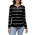 thumbnail image 5 of Women's Casual Round Neck Pullover Long Sleeve T-Shirt Top with Stylish Striped Print Pattern, Trendy and Soft Basic Tee for Casual Outfits and Lounge Wear,Black,L, 5 of 5