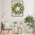 thumbnail image 6 of 24 inch Wreaths for Front Door,White Daisy Wreath with Fake Silk Floral Green Eucalyptus Leaves and Lavender for Front Door Window Wall Wedding Farmhouse Festival Decor, 6 of 7