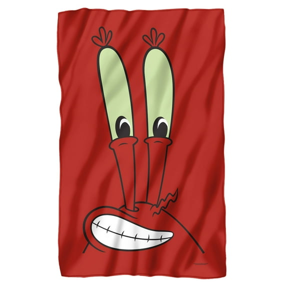 Spongebob Blanket, 36"x58" Mr. Krab Face Fleece Blanket