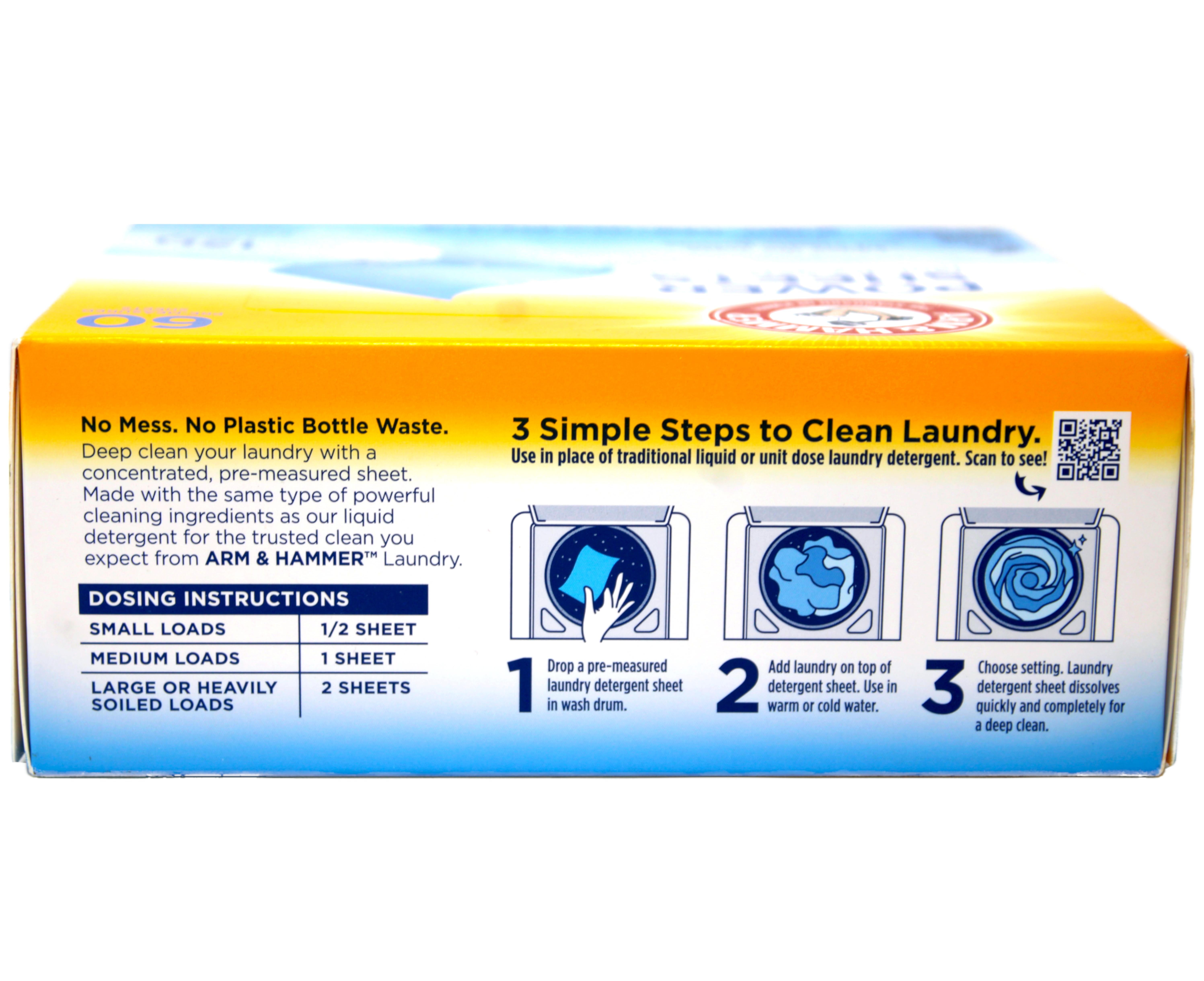 3 Pack - ARM & HAMMER Power Sheets Laundry Detergent, Fresh Breeze 60 ct, up to 120 small loads