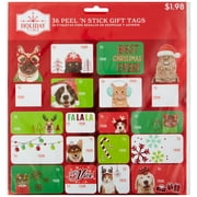 Holiday Time Pet Themed Peel 'N Stick Gift Tags, Gift Labels, Cute Holiday Pets, 100 Count