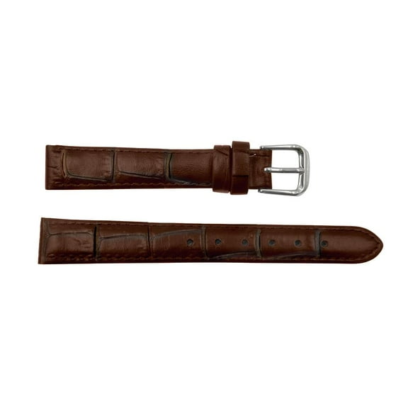 Genuine Leather Square Crocodile Grain 18mm Brown Watch Strap