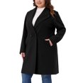 thumbnail image 4 of Agnes Orinda Women's Plus Size Winter Coats Single Breasted Lapel Belted Midi Pea Coats with Pocket 2X Black, 4 of 6