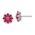 thumbnail image 3 of 925 Sterling Silver Rhodium-plated Diamond & Composite Ruby Earrings, 3 of 5