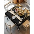 thumbnail image 6 of Happy Birthday Table Cloth, Waterproof Tablecloth for Square Tables, Golden Balloons Ribbons Abstract Black Reusable Washable Fabric Table Cover for Restaurant Kitchen Dining Tables 54"x54", 6 of 9
