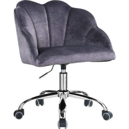 UPC: 0192551789456 | Swivel Office Chair with Shell Design Backrest  Gray and Chrome- Saltoro Sherpi