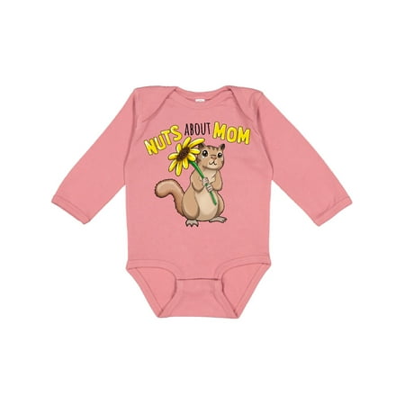 

Inktastic Nuts About Mom Cute Chipmunk with Sunflower Gift Baby Boy or Baby Girl Long Sleeve Bodysuit