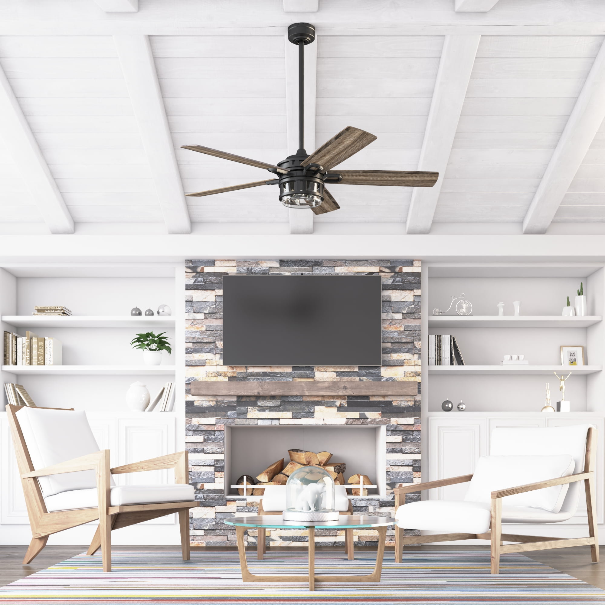 Honeywell Bonterra 52 Inch Ceiling Fan with LED Light & Remote, Matte Black