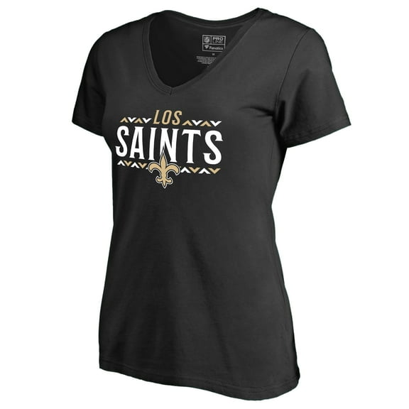 Women's Black New Orleans Saints Arriba V-Neck T-Shirt