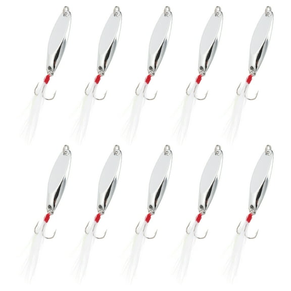Uxcell 10Pcs 1/4 oz Metal Fishing Spoons Fishing Lures Casting Spoon Silver Tone