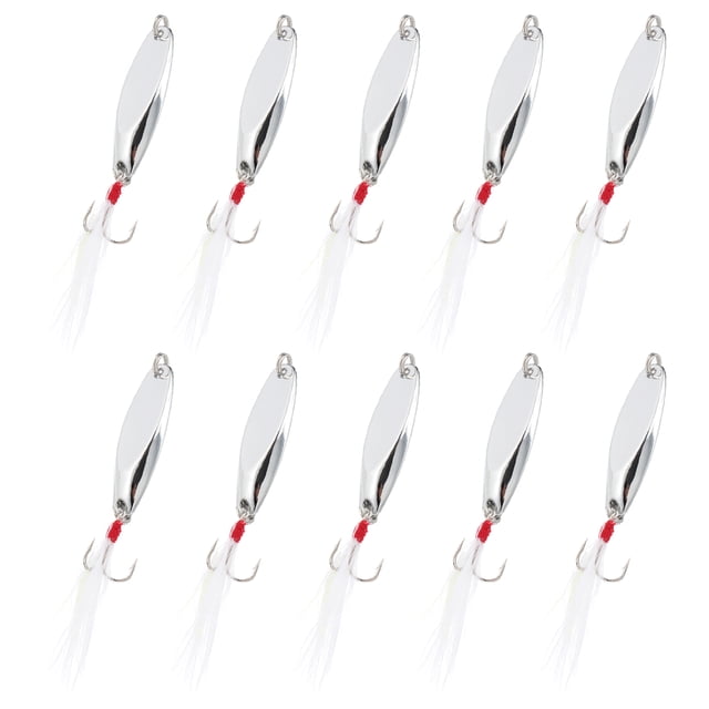 Uxcell 10Pcs 1/4 oz Cucharas de Metal para Pesca, Señuelos de Pesca, Cucharas de Lanzamiento, Tono Plateado