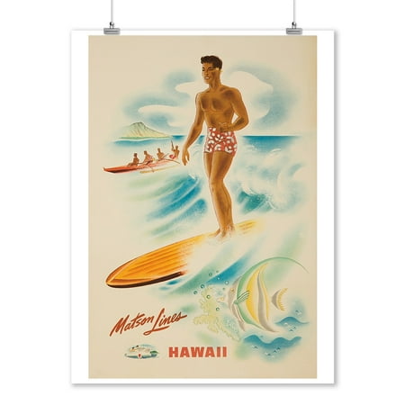 Matson Lines - Hawaii (a) Vintage Poster (artist: McIntosh) USA c. 1940 (9x12 Art Print, Wall Decor Travel