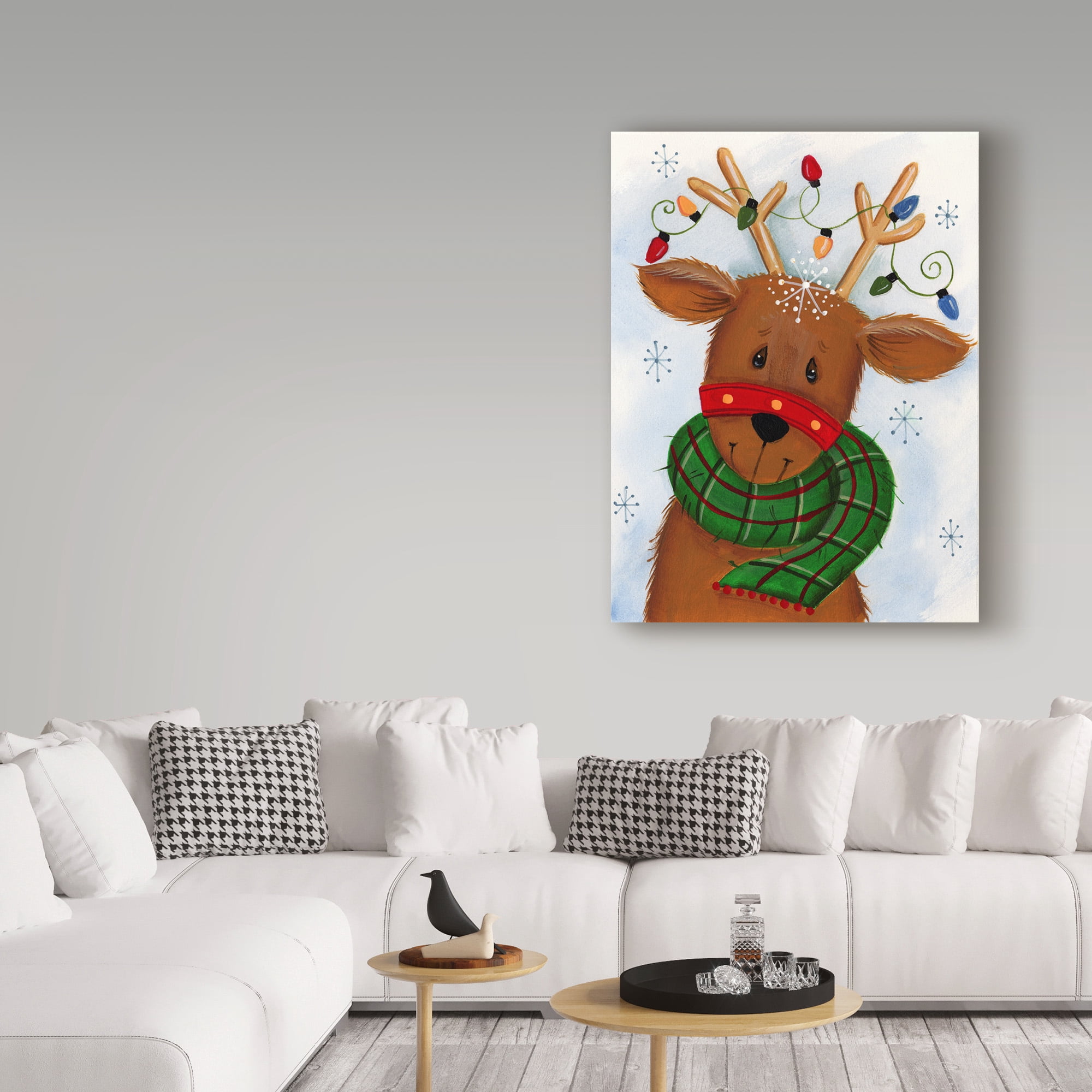 Trademark Fine Art 'Reindeer With Lights' Canvas Art by Beverly Johnston