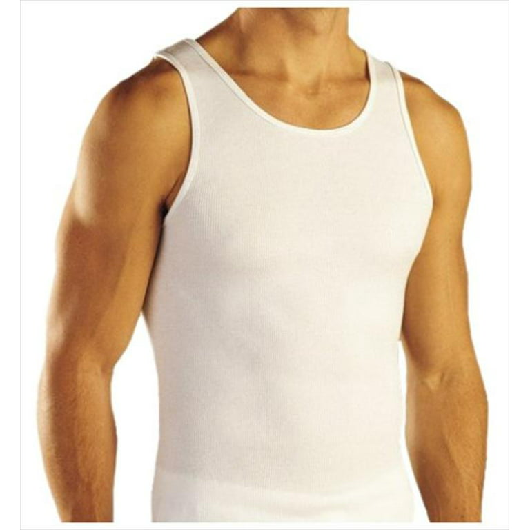 3-12 Value Packs of Men's Black Grey & White Ribbed 100% Cotton Tank Top A  Shirts Undershirt (L, White, 3 Pack)