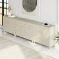 thumbnail image 2 of WAMPAT Sideboards Buffet Cabinet, 3-in-1 Wood Wide Credenza Storage Cabinet with 4 Doors and 6 Drawers, Modern Kitchen Coffee Bar Table with Storage for Living Room Dining Room, Beige Linen, 2 of 7